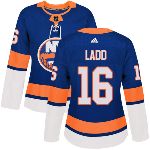 Adidas Islanders #16 Andrew Ladd Royal Blue Home Authentic Women's Stitched NHL Jersey - Click Image to Close